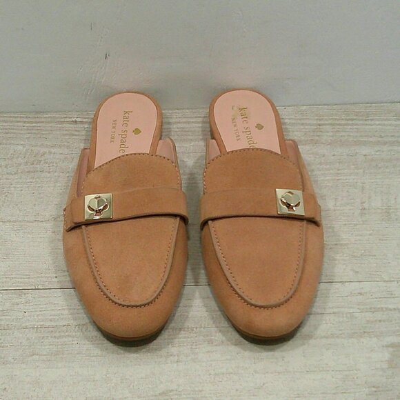 kate spade Baby Pink Nude with Gold Spade detail Catroux Slide Loafers Size 7 B - Picture 4 of 10